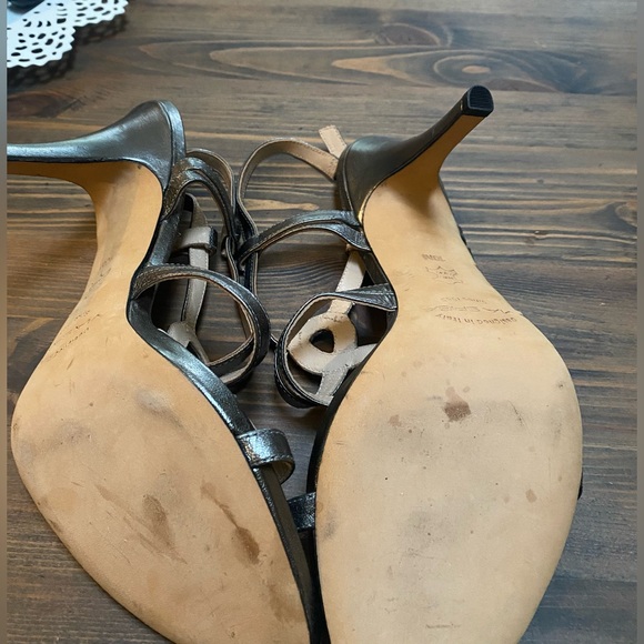 Via Spiga Heels Leather Sandals Sz 10 Granite - Picture 4 of 11